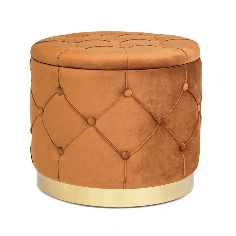 18.9" Wide Tufted round Storage Ottoman