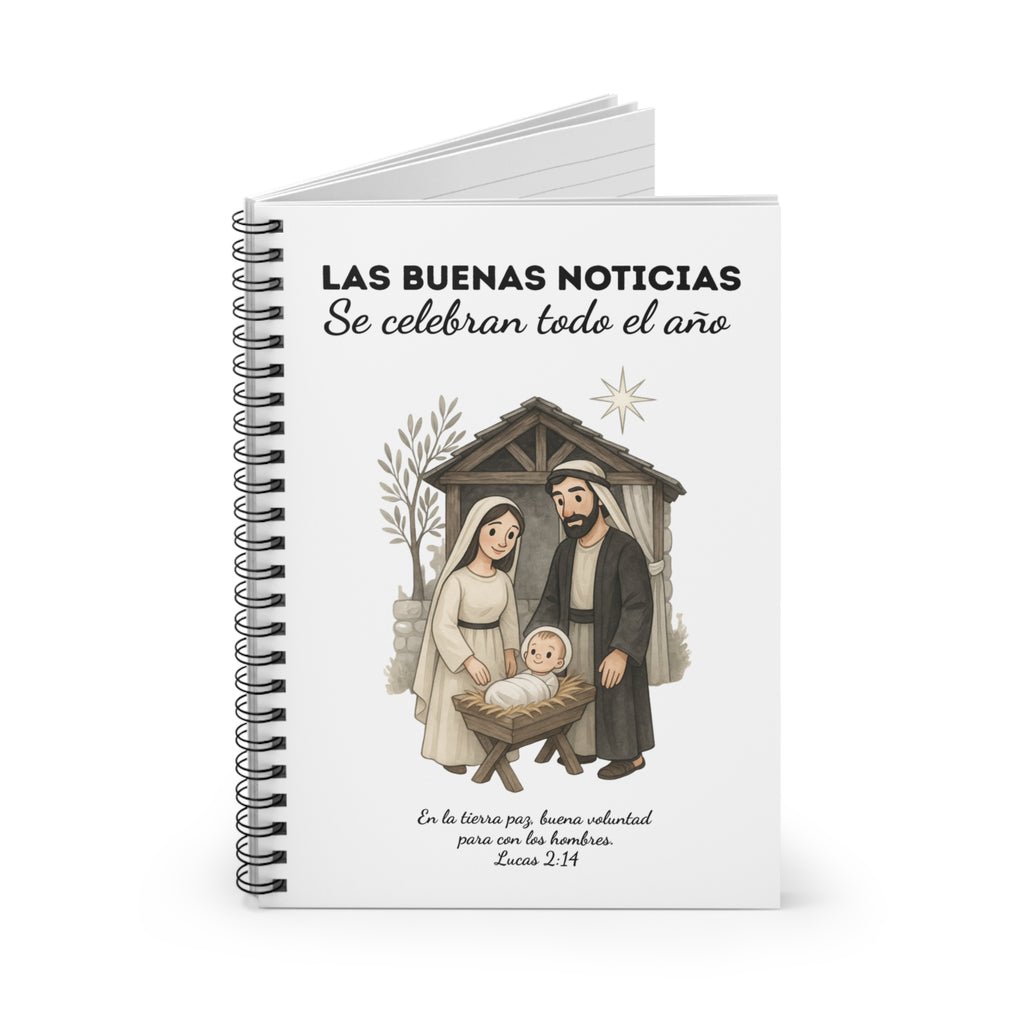 Nativity Set Journal Notebook - "Las Buenas Noticias se Celebran todo el Año"