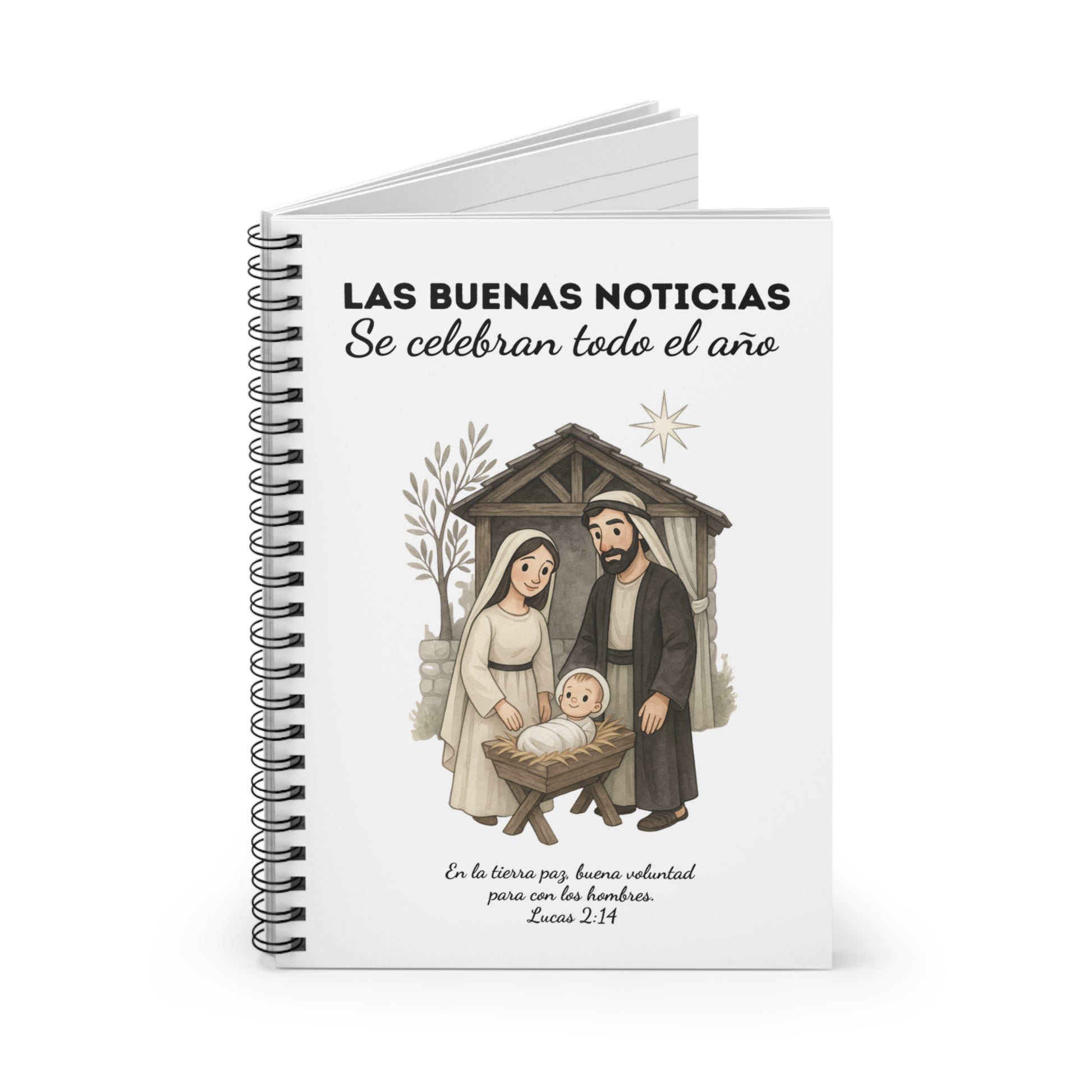 Nativity Set Journal Notebook - "Las Buenas Noticias se Celebran todo el Año"