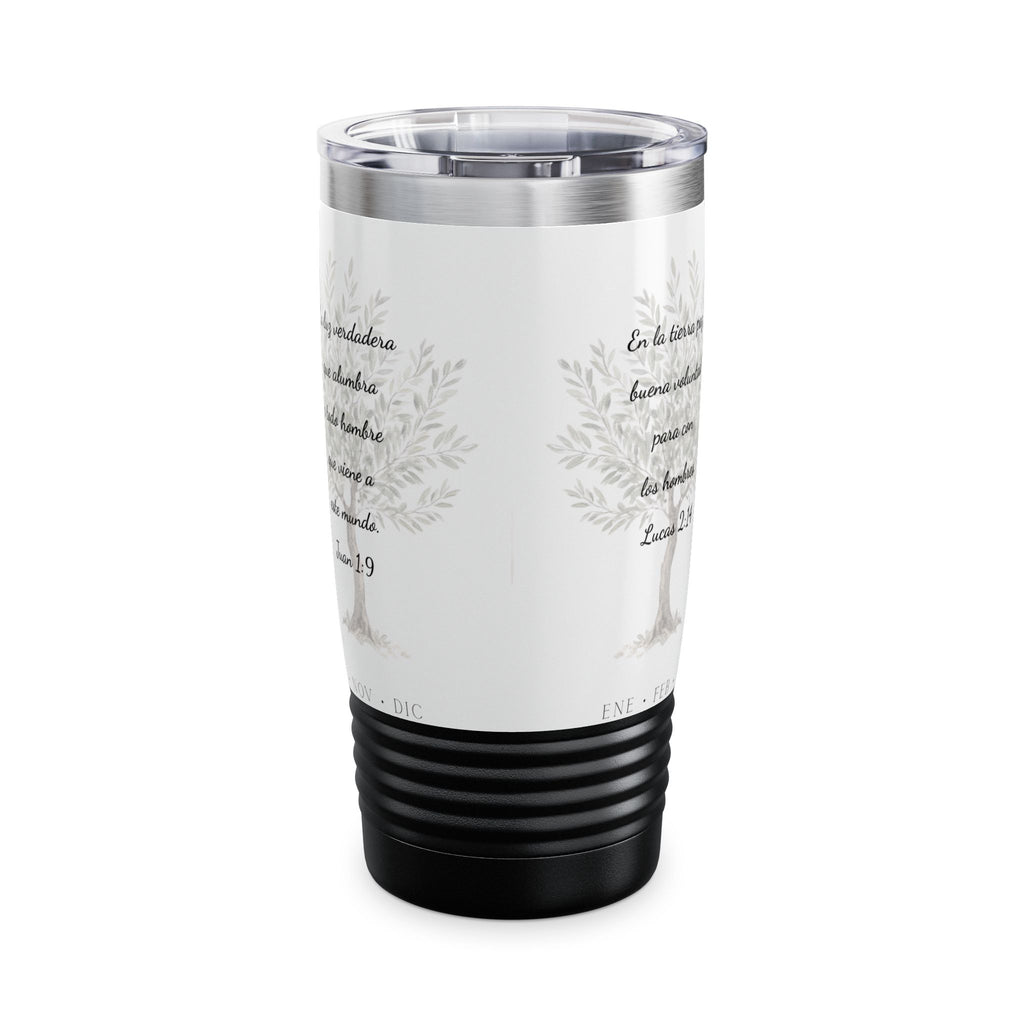 Nativity Ringneck Tumbler Year Round Use— Spanish "¡Las buenas noticias se celebran todo el año!" 20oz