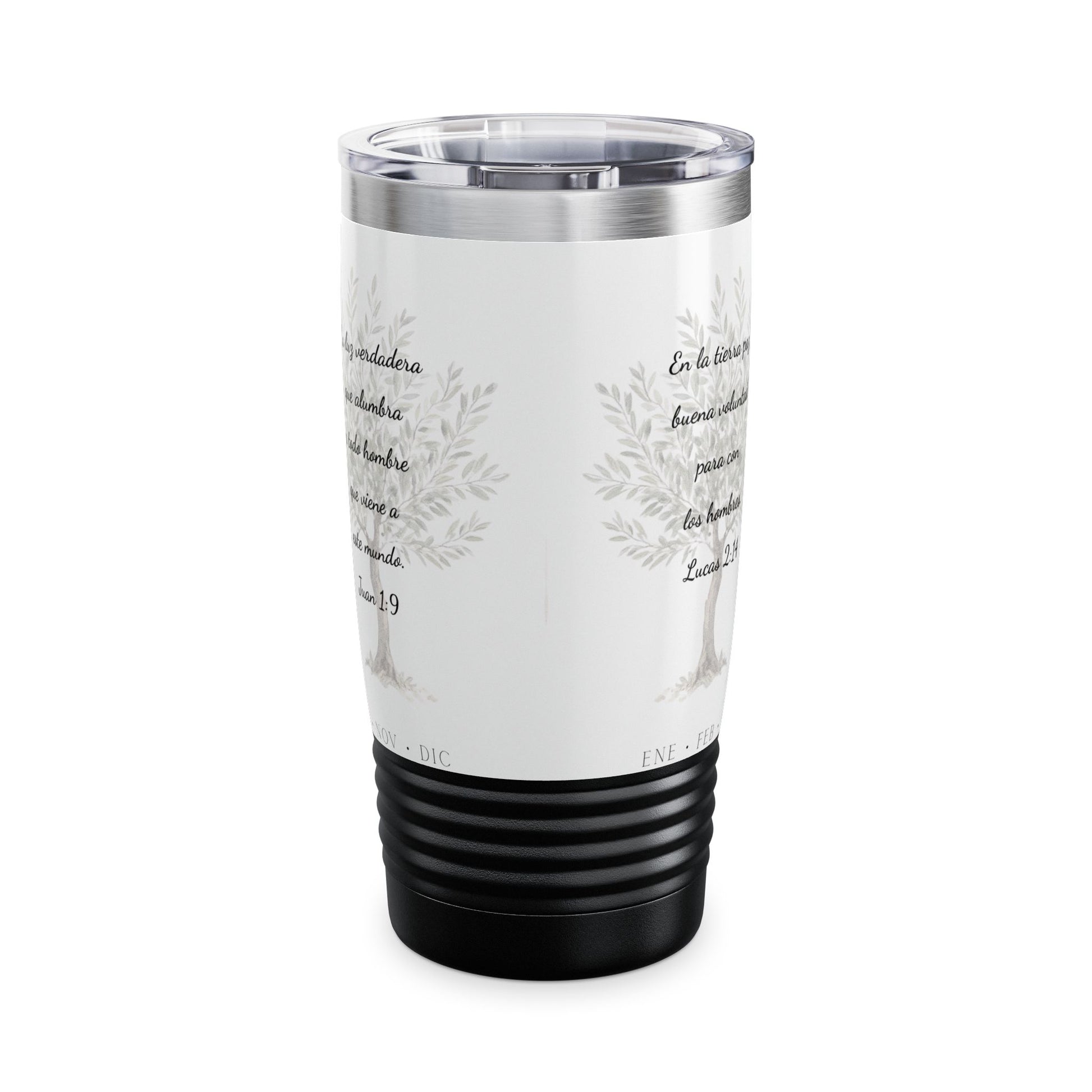 Nativity Ringneck Tumbler Year Round Use— Spanish "¡Las buenas noticias se celebran todo el año!" 20oz