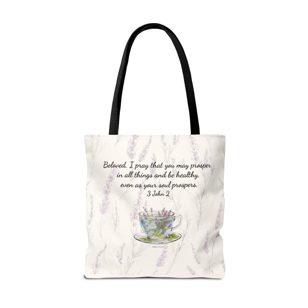 Slow-Living Corner Tote Bag — Cozy Self-Care AOP Canvas Tote with Faith Quotes