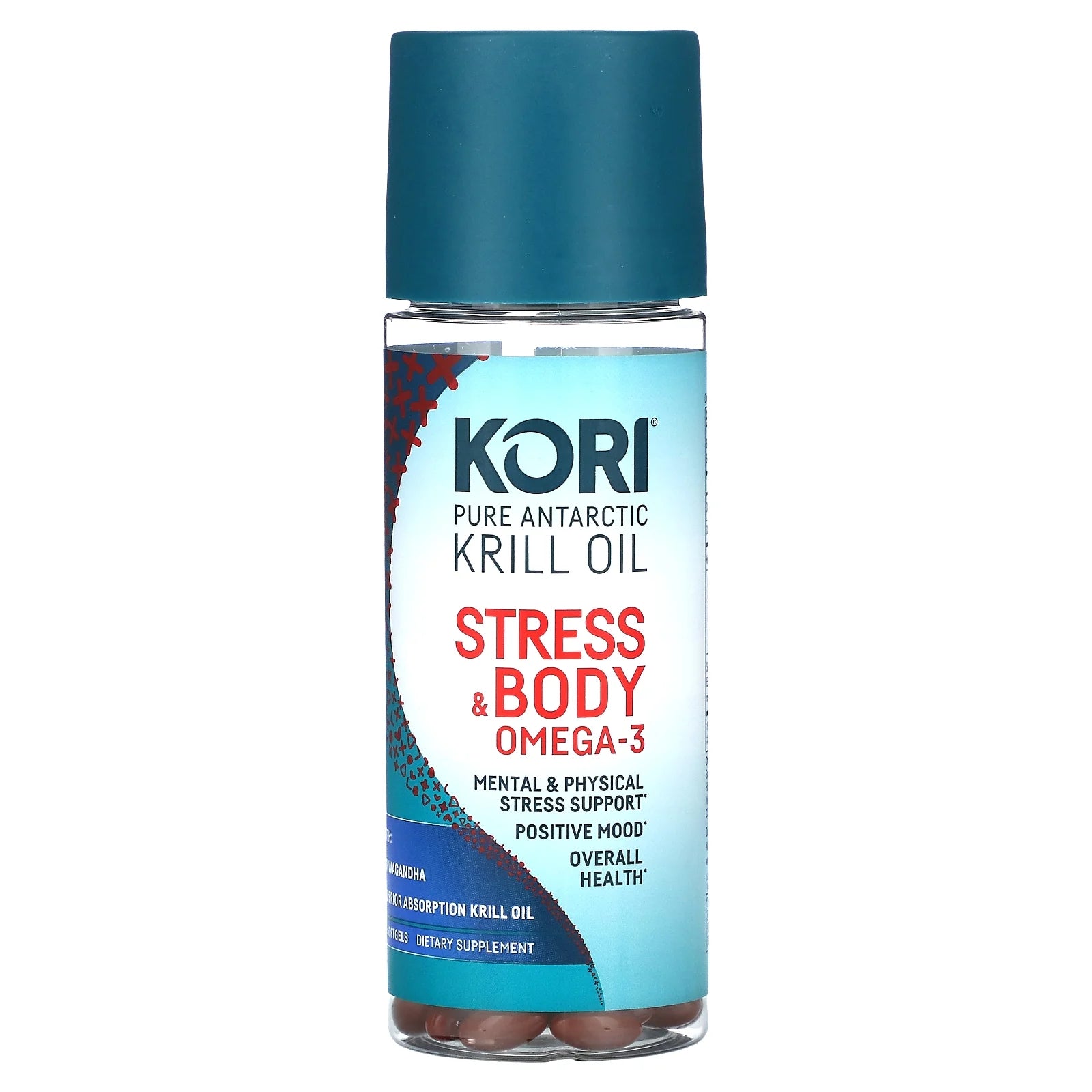 Pure Antarctic Krill Oil, Stress & Body Omega-3 with Ashwagandha, 80 Softgels