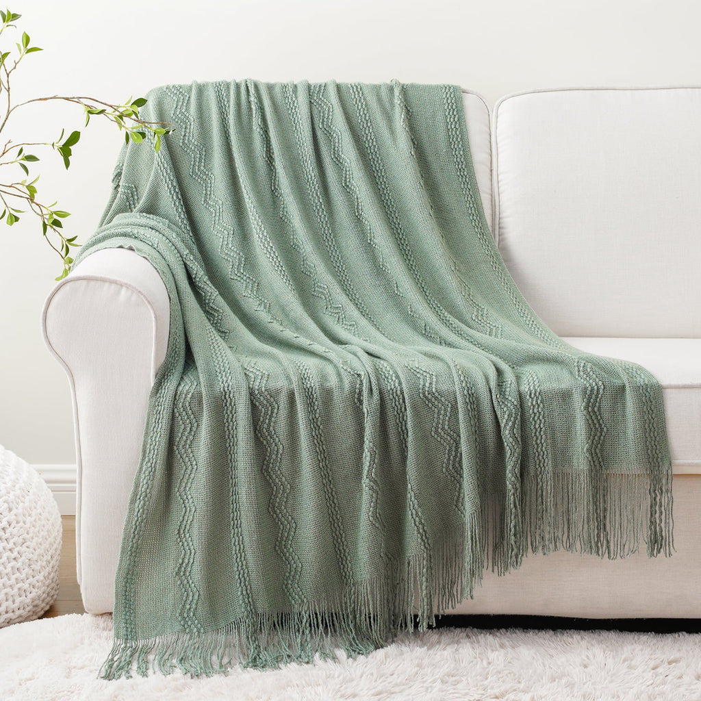 Sage Green Throw Blanket for Couch,Green Boho Blanket,Sofa Throws for Living Room,50"X60"
