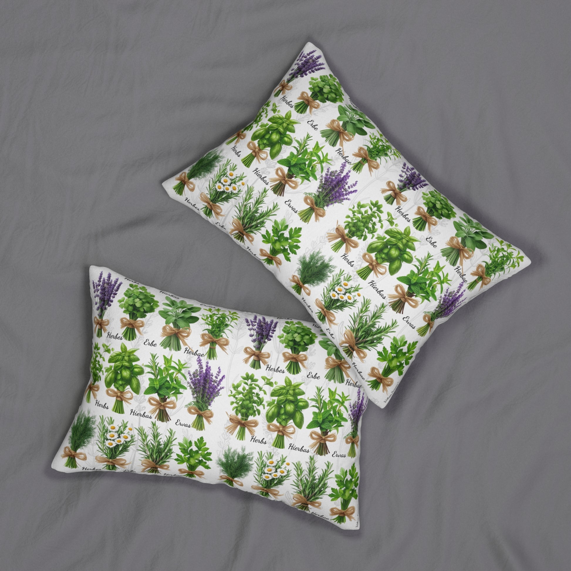 Herbal 6 Languages Garden Lumbar Pillow, Floral Cushion, Home Decor, Housewarming Gift, Plant Lover's Gift, Decorative Pillow for Every Occasion