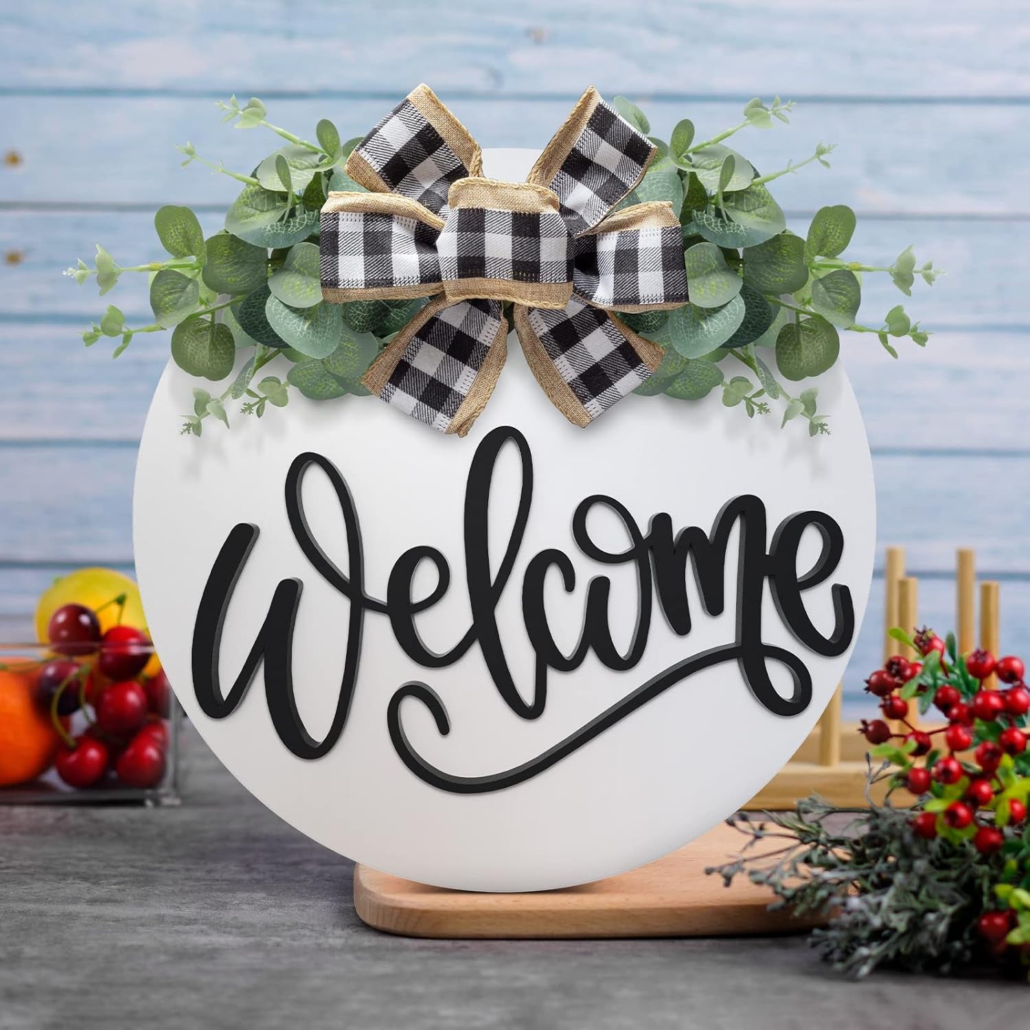 Welcome Sign for Front Door Door Decor Wreath Spring Decor Farmhouse Front Door Wreath Rustic Style - Home Decor Outdoor