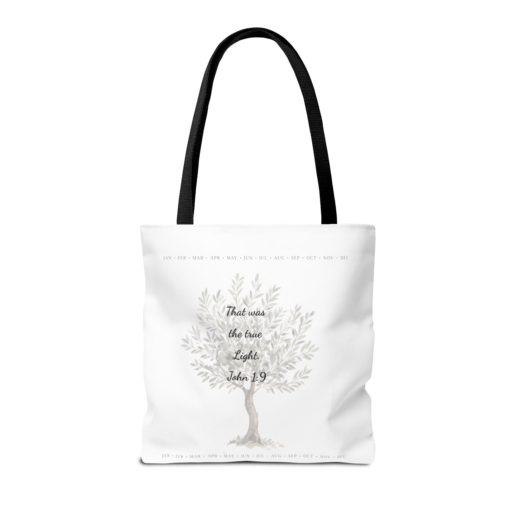 Nativity Tote Bag Year Round — (White Color) "Celebrate Good News All Year" Nativity Tote