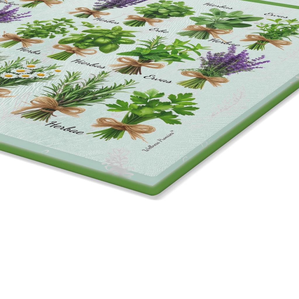 Herb Garden Glass Cutting Board, Culinary Gift, Kitchen Decor, Housewarming Present, Cooking Accessory, Unique Kitchen Gift