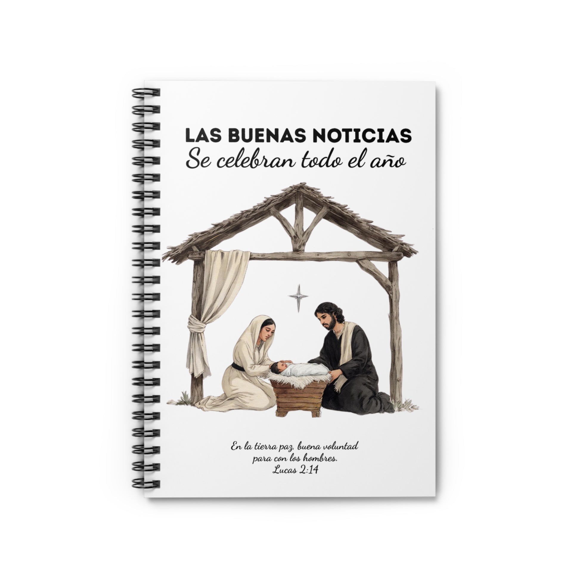 Nativity Set Journal Notebook - "Las Buenas Noticias se Celebran todo el Año"