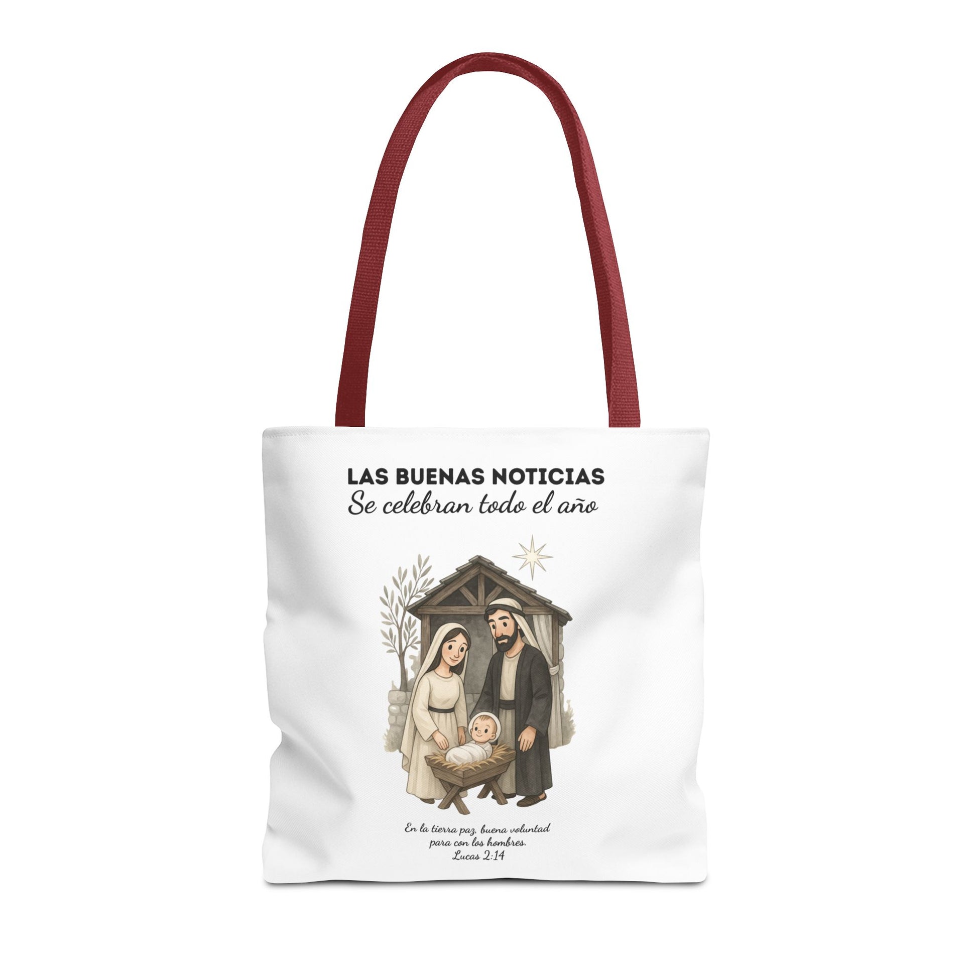 Nativity Tote Bag Year Round — (White Color) "Las Buenas Noticias" Spanish Nativity Tote