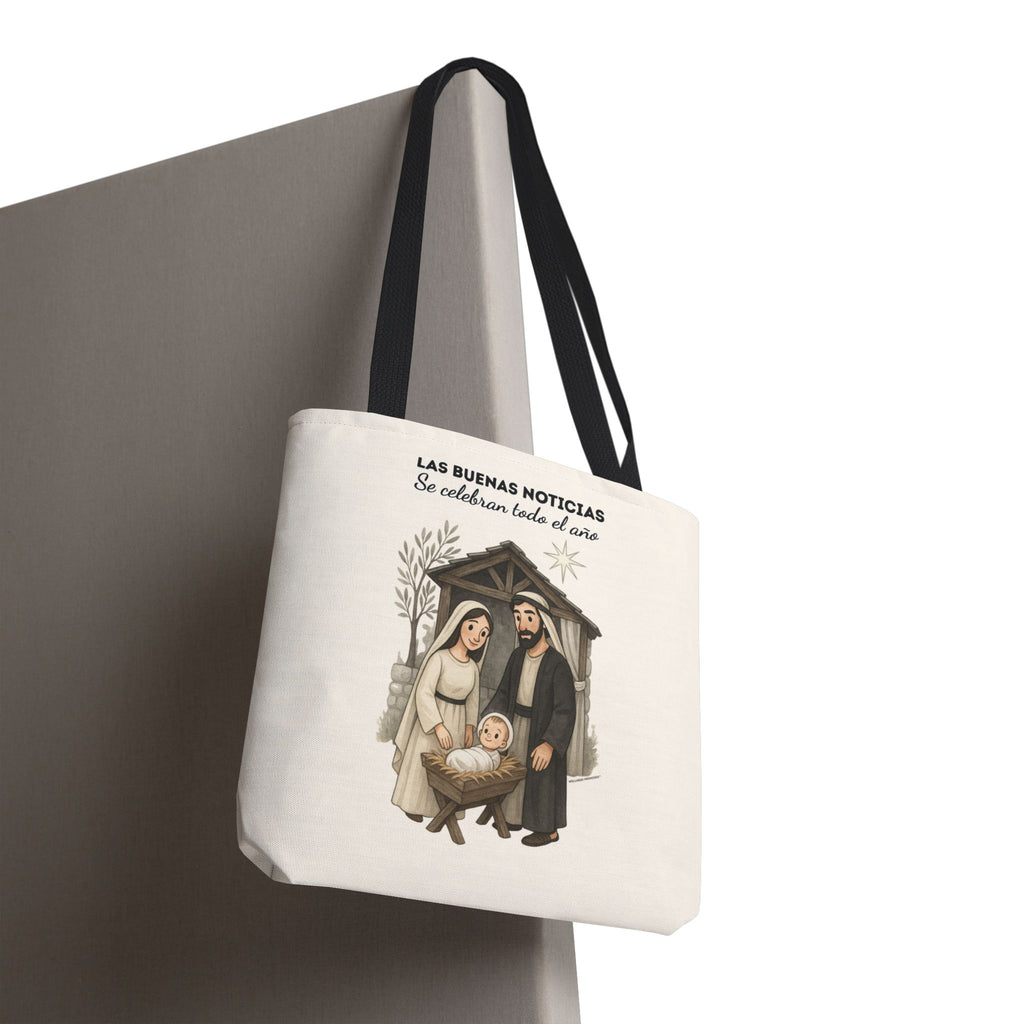 Nativity Tote Bag Year Round (Cream Color)  — "Las Buenas Noticias" Spanish Nativity Tote