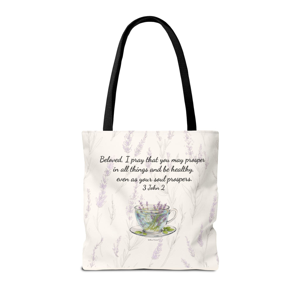 Slow-Living Corner Tote Bag — Cozy Self-Care AOP Canvas Tote with Faith Quotes