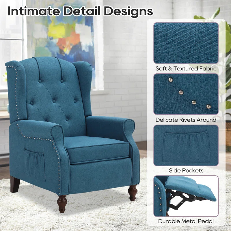 Zelma Upholstered Push Back Recliner W/ Vibratory Massage & Heating Function