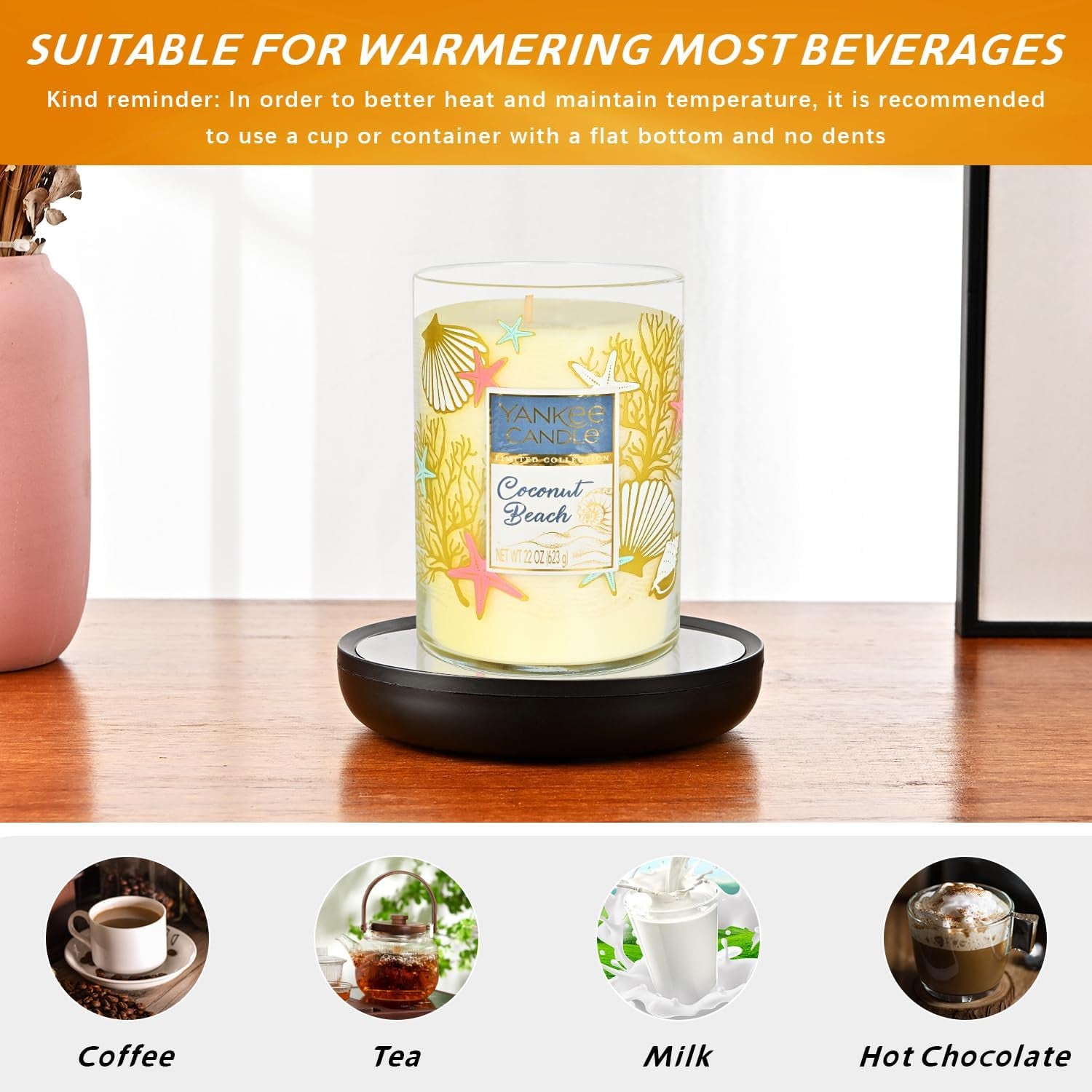 2-Piece Smart Candle Warmer Set for Large Jars and Coffee Mugs with Gravity Switch Auto Shut-On/Off, Ensures Safe Aroma Release and Maintains Beverage Warmth, Ideal Gift Option