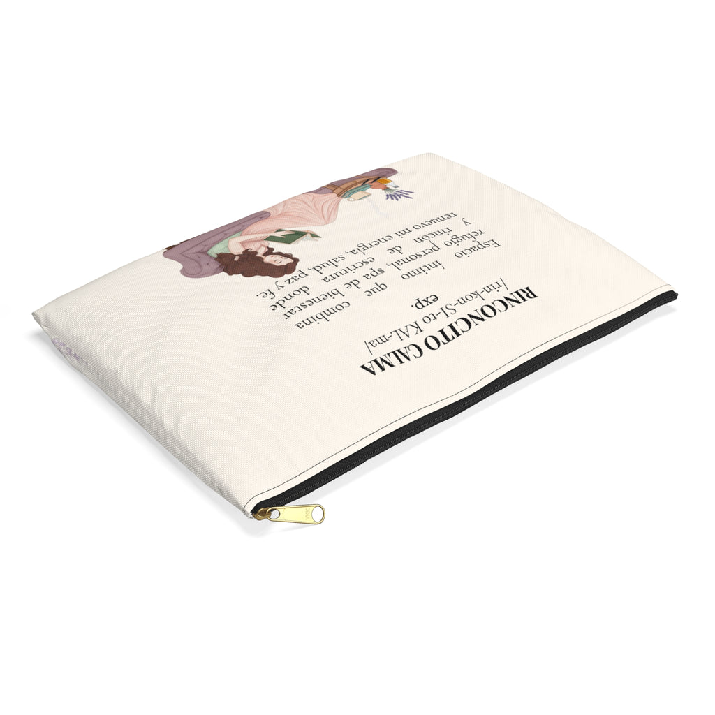 Accessory Pouch — Slow-Living Corner "Rinconcito Calma" & Lavender Tea Bible Quote (Beige, Spanish)