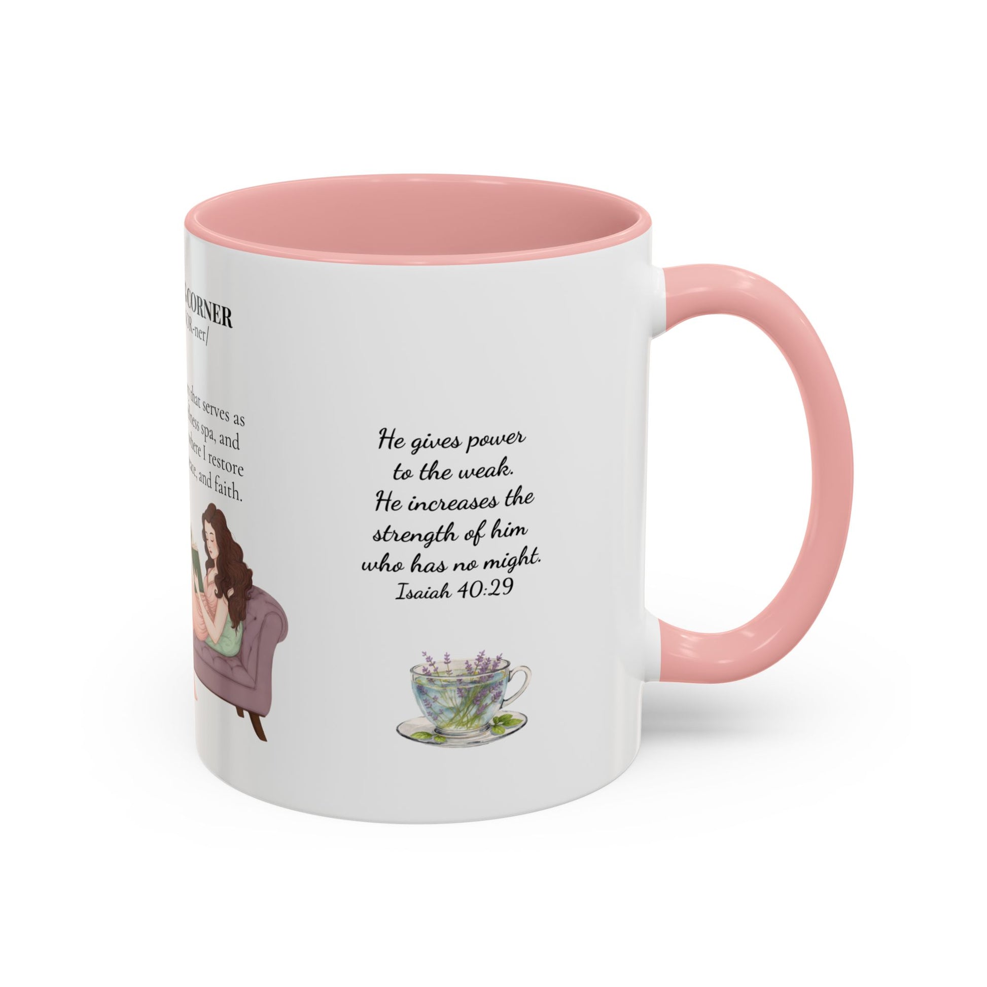 Slow-Living Corner Accent Coffee/Tea Mug — Inspirational Christian Relaxation Herbal (11/15oz)