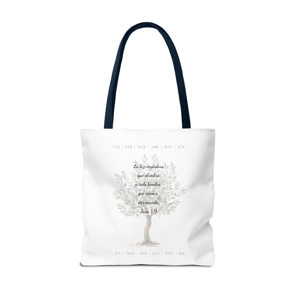 Nativity Tote Bag Year Round — (White Color) "Las Buenas Noticias" Spanish Nativity Tote