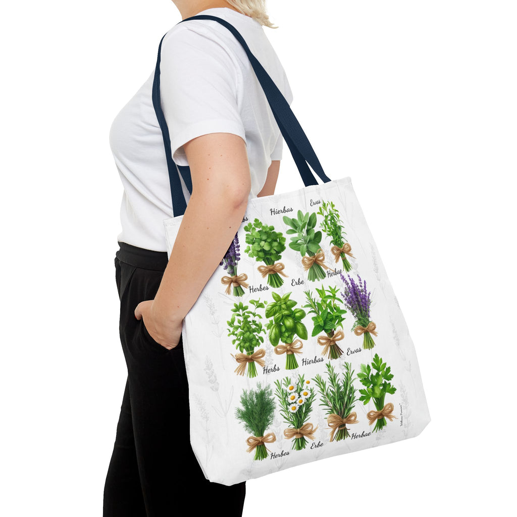 6 Language Herbal Garden Tote Bag | Botanical Shopping Tote | Eco-Friendly Grocery Bag, Plant Lover Gift, Garden Decor, Mothers Day