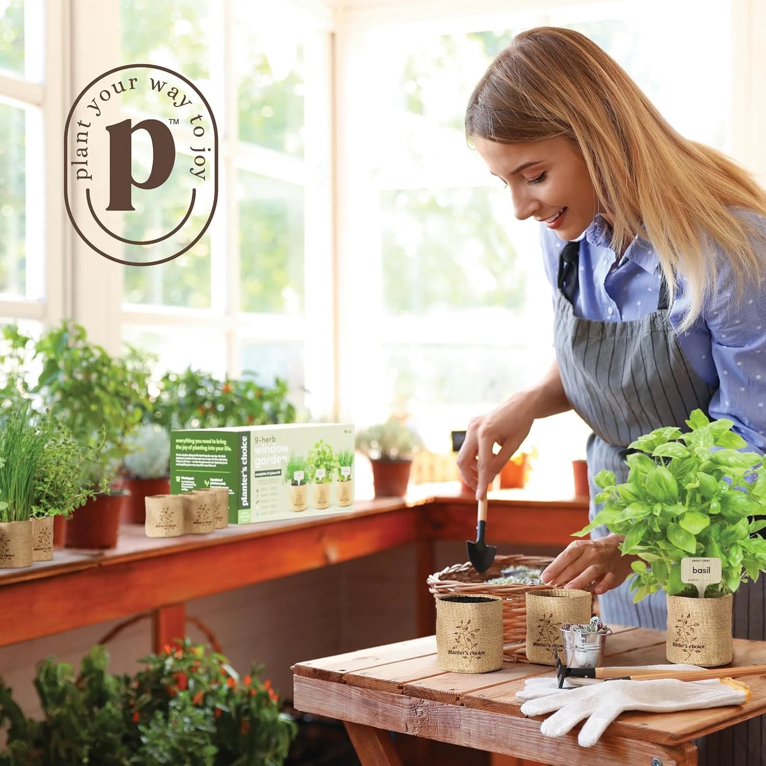 Planters' Choice Herb Plant Growing Kit with Seed-Safe Packets (9 Count)
