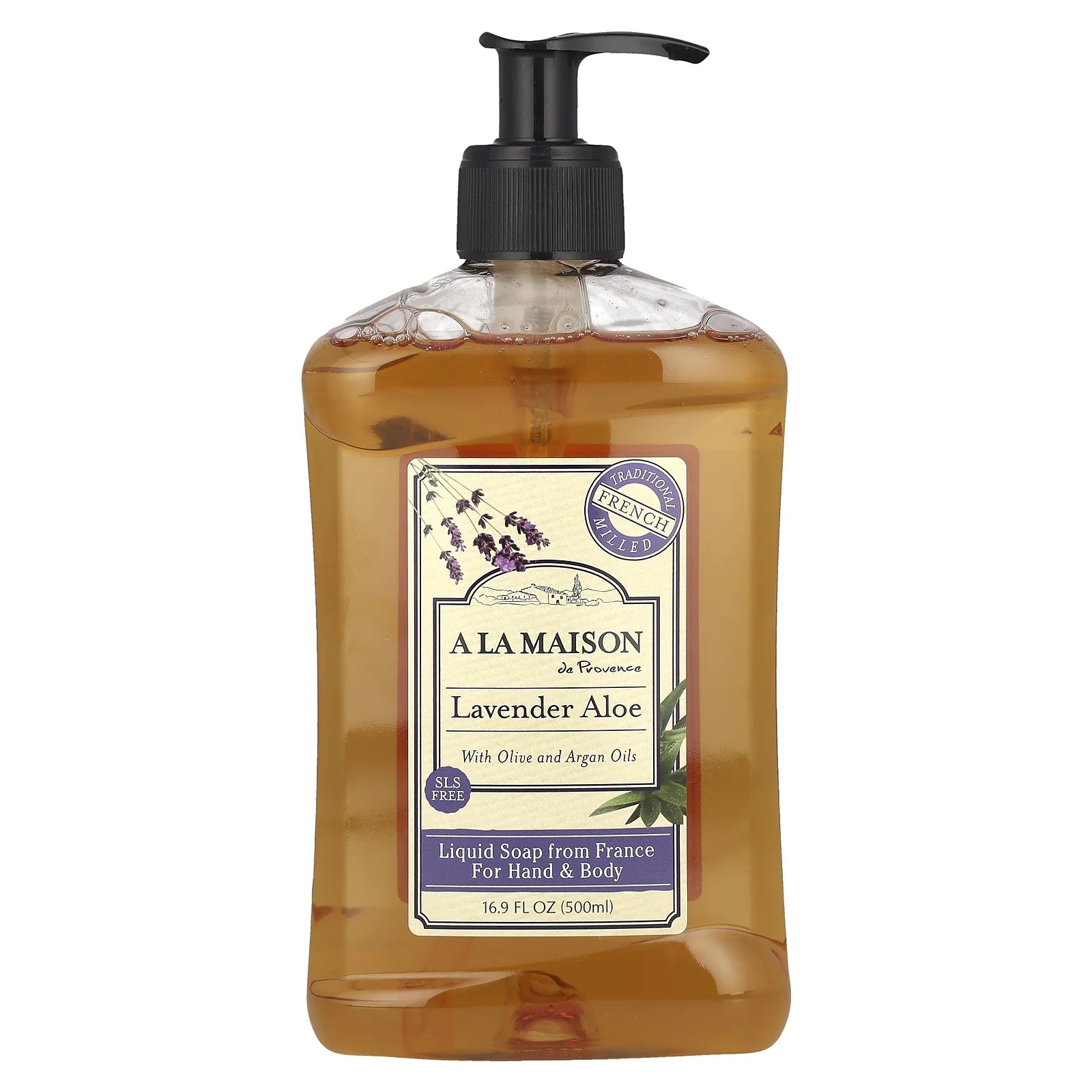 - Traditional French Milled Liquid Soap Lavender Aloe - 16.9 Fl. Oz.