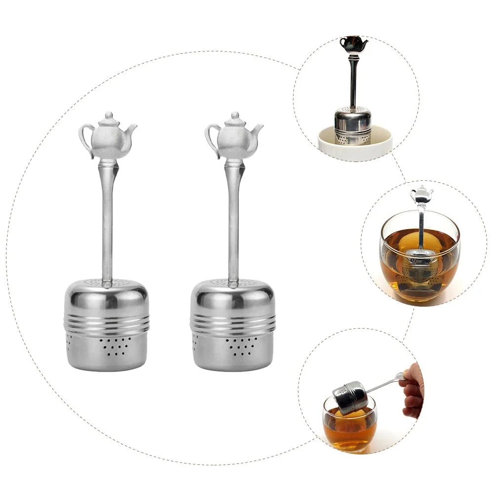 2Pcs Stainless Steel Tea Balls Mesh Tea Filter Loose Leaf Tea Infuser Strainers Tea Interval Diffuser with Handle for Loose Tea