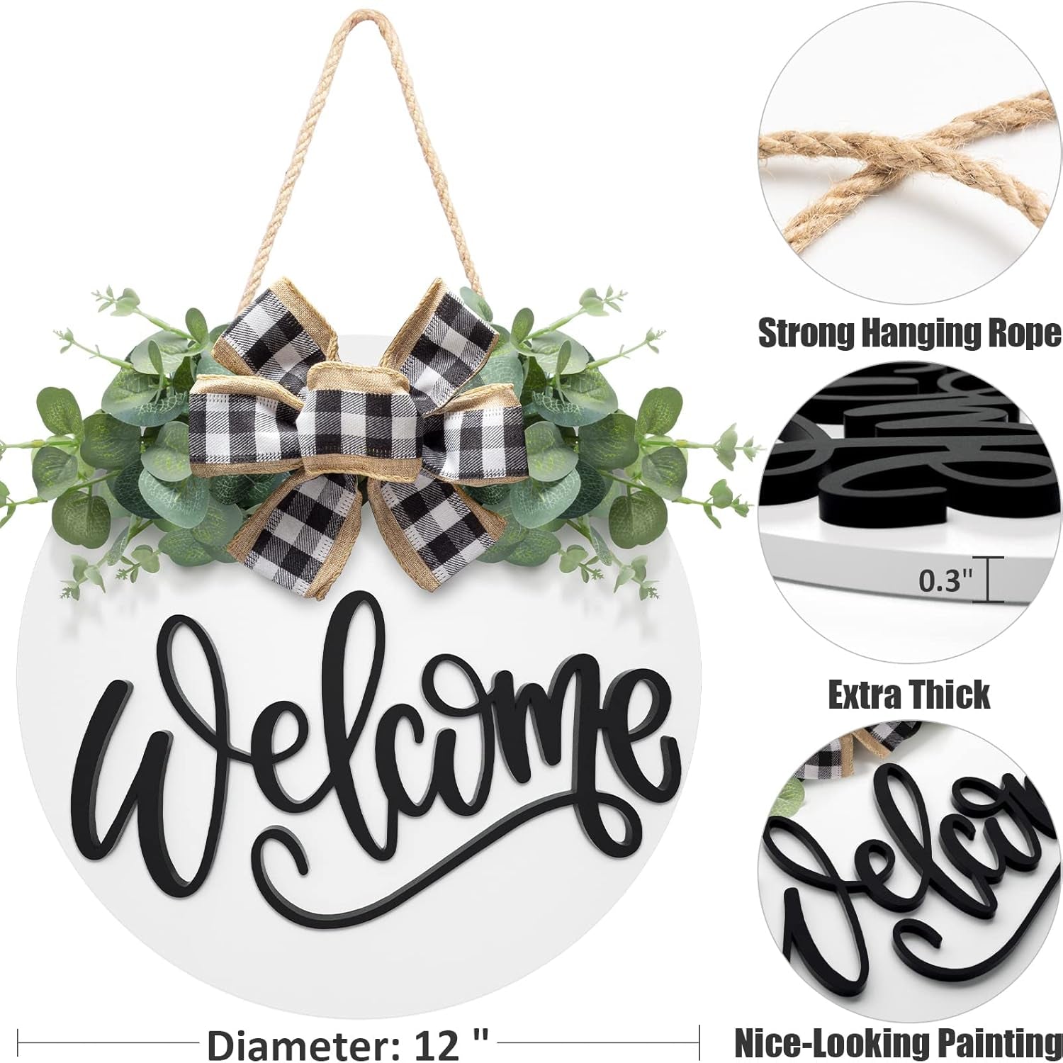 Welcome Sign for Front Door Door Decor Wreath Spring Decor Farmhouse Front Door Wreath Rustic Style - Home Decor Outdoor