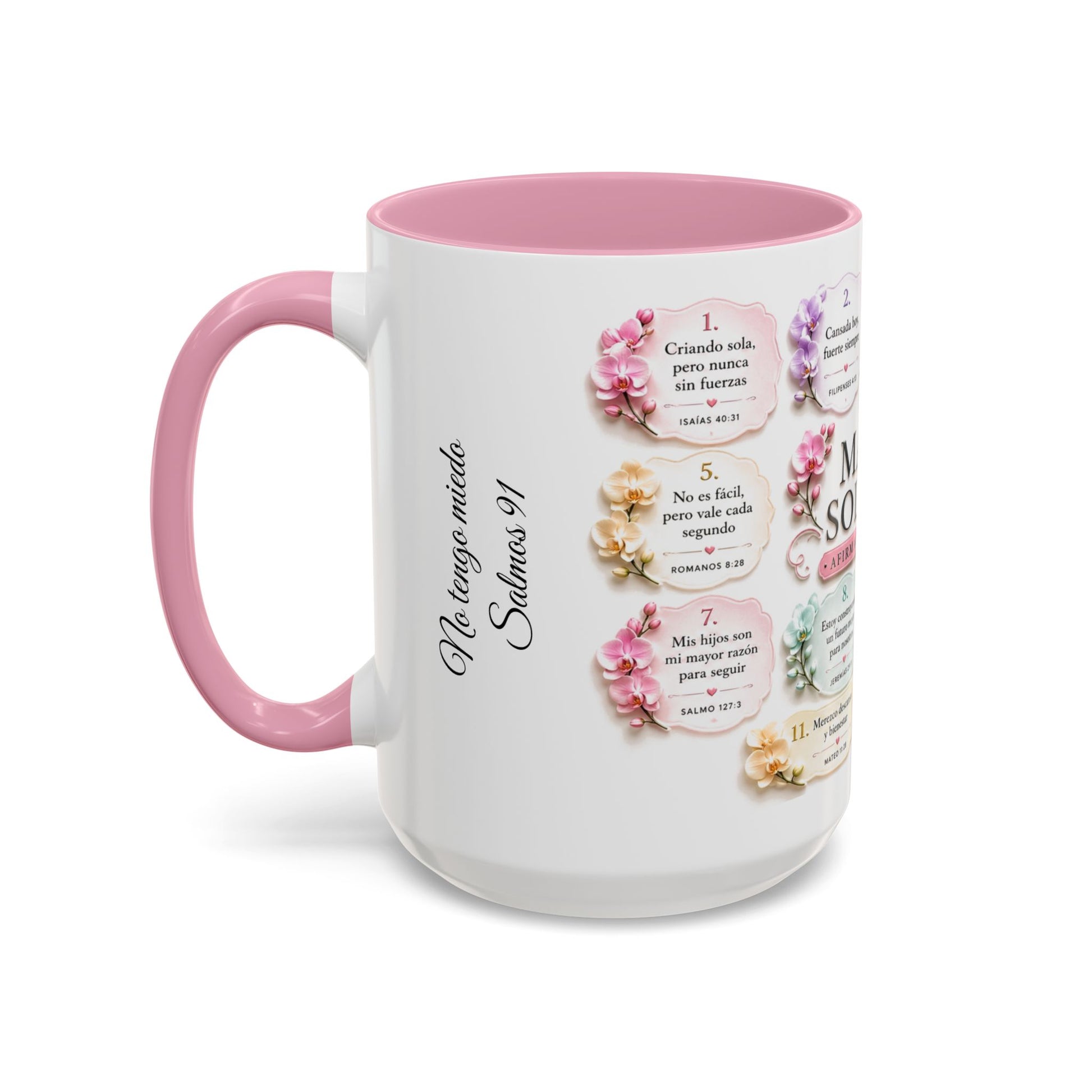 Single Mom Affirmation Mug — 14 Bible Verses (11oz & 15oz, Colorful)
