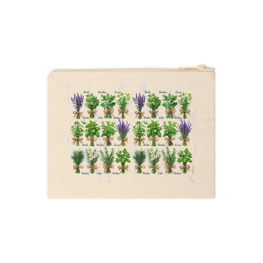 Herbal Zipper Pouch for Plant Lovers | Cute Storage Bag for Gardening Tools, Makeup, Travel, Gifts, Eco-Friendly