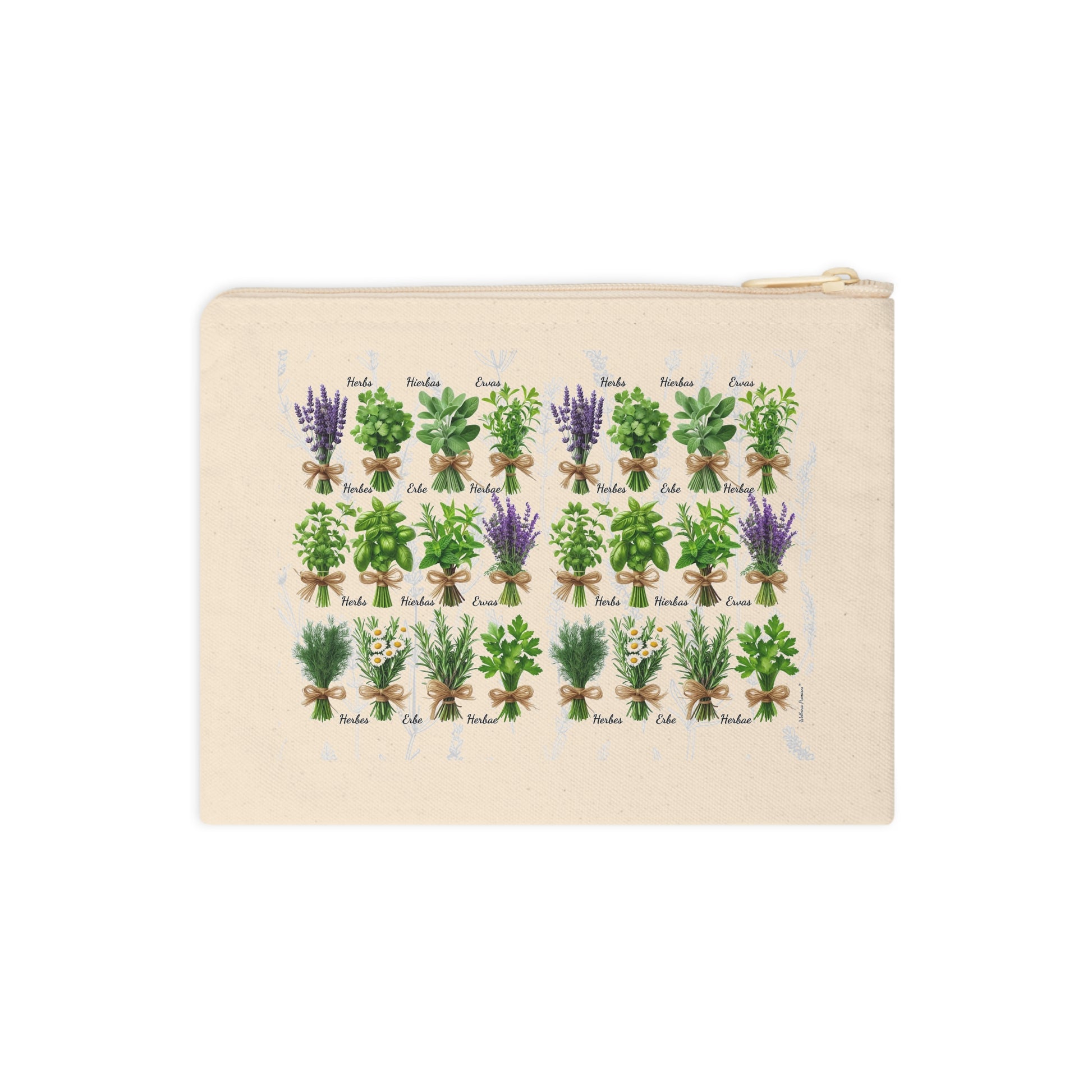 Herbal Zipper Pouch for Plant Lovers | Cute Storage Bag for Gardening Tools, Makeup, Travel, Gifts, Eco-Friendly