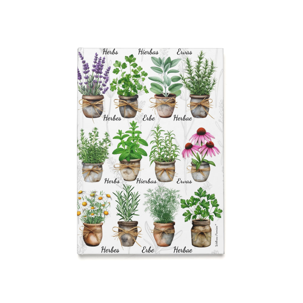 Herb Garden Hardcover Journal, Nature Lover's Journal, A5 Plant Notebook, Garden Lover Gift, Vegan Recipe Journal, Floral Stationery