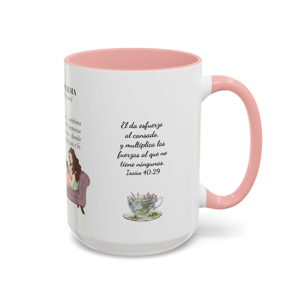 Slow-Living Calm Reading Corner Accent Coffee Mug — "Rinconcito Calma" Herbal Christian Gift (11/15oz)