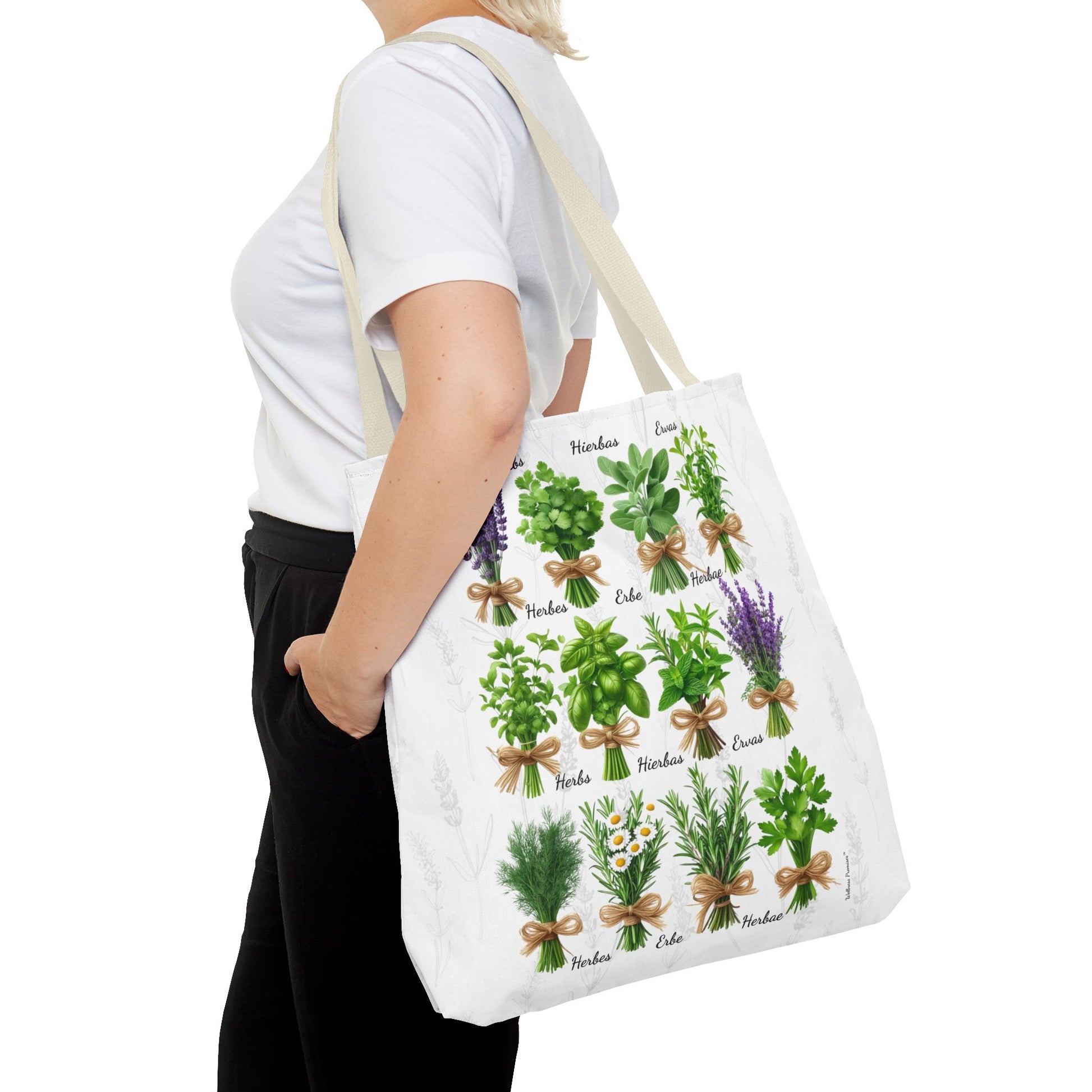 6 Language Herbal Garden Tote Bag | Botanical Shopping Tote | Eco-Friendly Grocery Bag, Plant Lover Gift, Garden Decor, Mothers Day