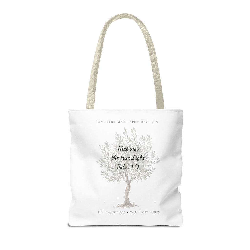 Nativity Tote Bag Year Round — (White Color) "Celebrate Good News All Year" Nativity Tote