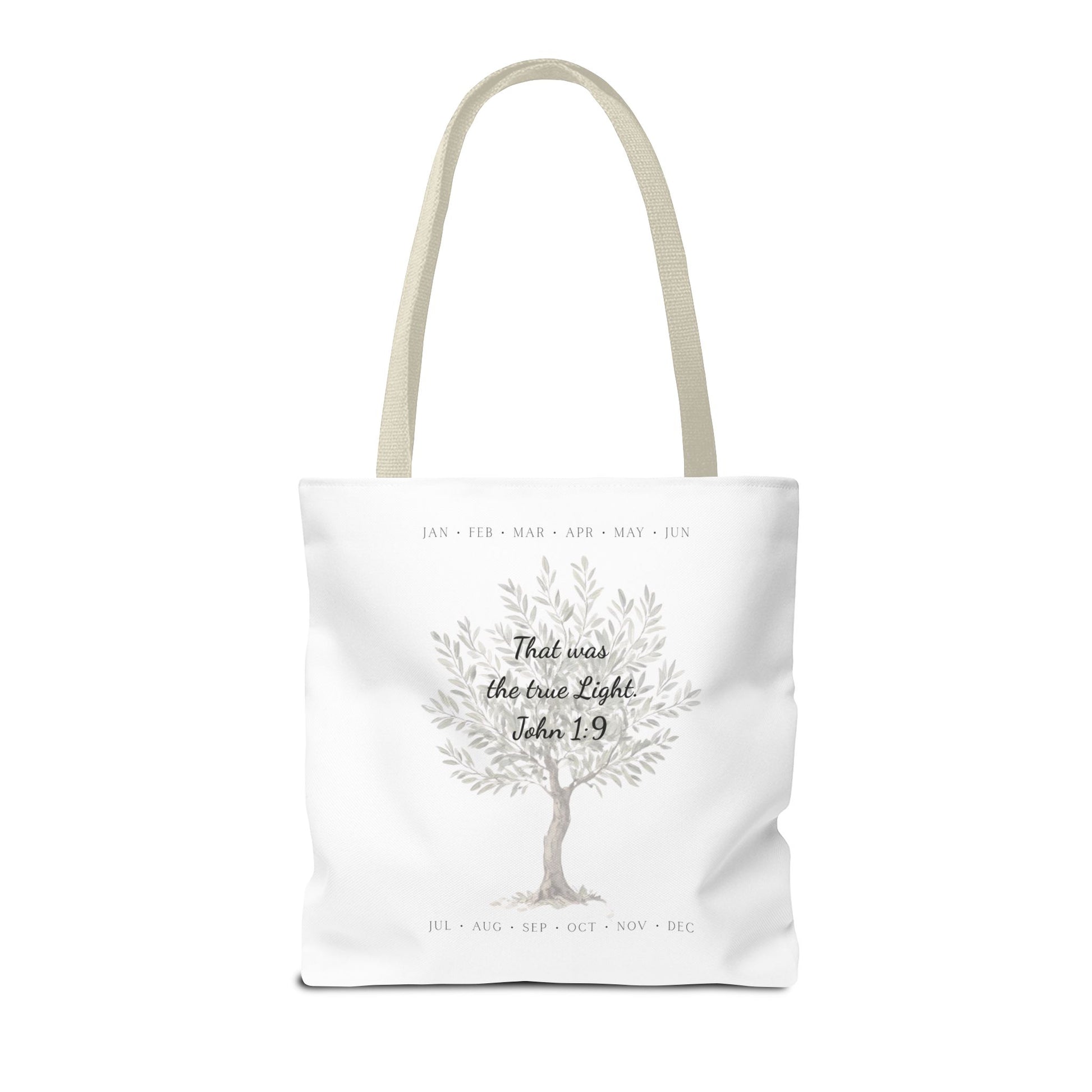 Nativity Tote Bag Year Round — (White Color) "Celebrate Good News All Year" Nativity Tote