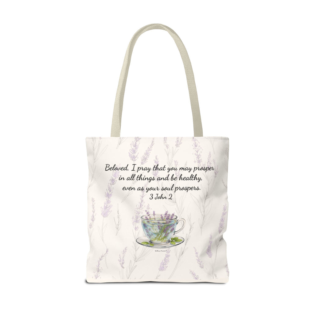 Slow-Living Corner Tote Bag — Cozy Self-Care AOP Canvas Tote with Faith Quotes