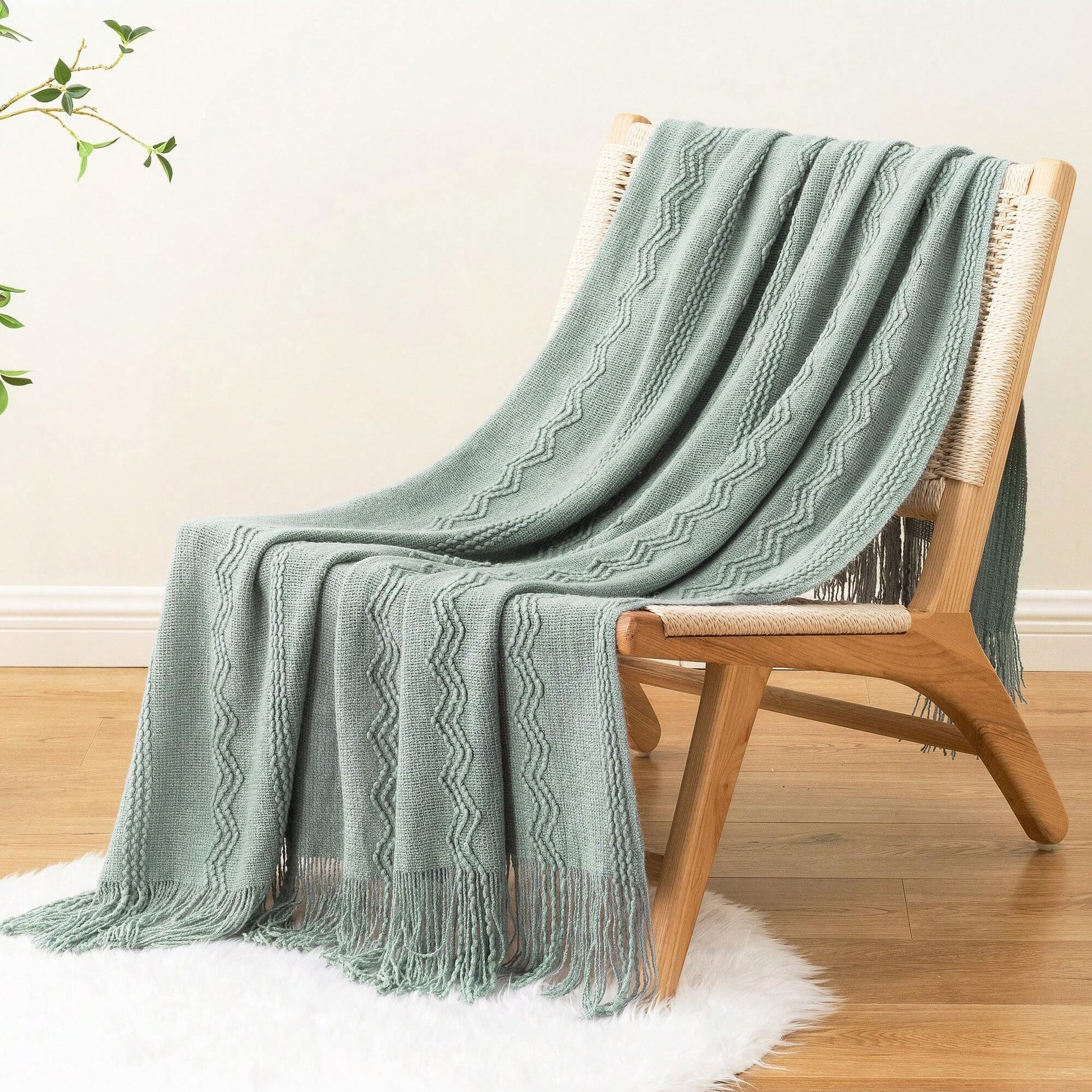 Sage Green Throw Blanket for Couch,Green Boho Blanket,Sofa Throws for Living Room,50"X60"