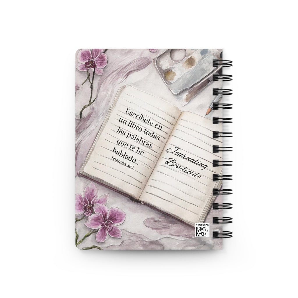 'Escribe la Visión' Orchid Spanish Spiral Journal — Faith Christian Notebook (Scripture: Habakkuk 2:2)