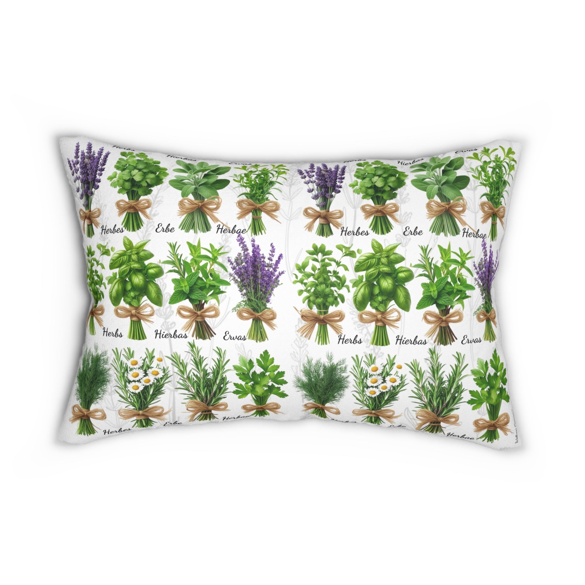 Herbal 6 Languages Garden Lumbar Pillow, Floral Cushion, Home Decor, Housewarming Gift, Plant Lover's Gift, Decorative Pillow for Every Occasion