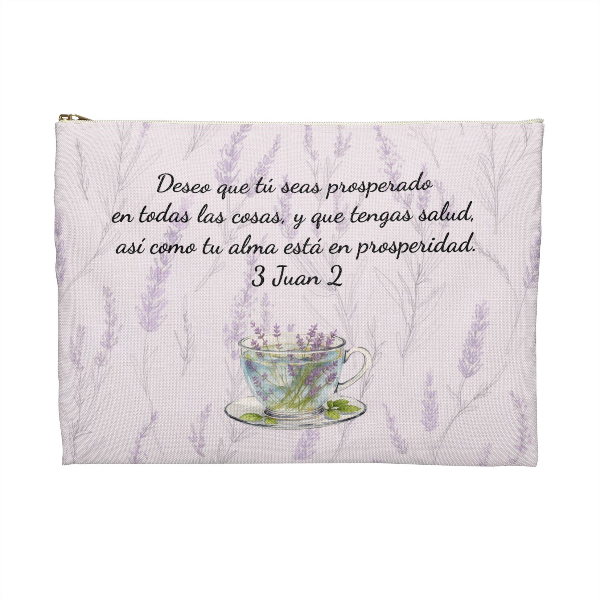 Accessory Pouch — Slow-Living Corner "Rinconcito Calma" & Lavender Tea Bible Quote (Pink, Spanish)