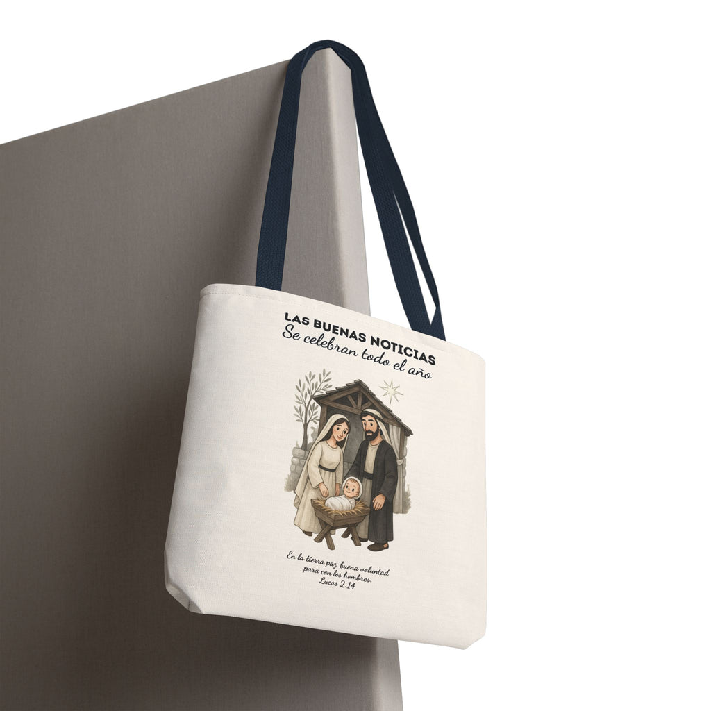Nativity Tote Bag Year Round (Cream Color)  — "Las Buenas Noticias" Spanish Nativity Tote