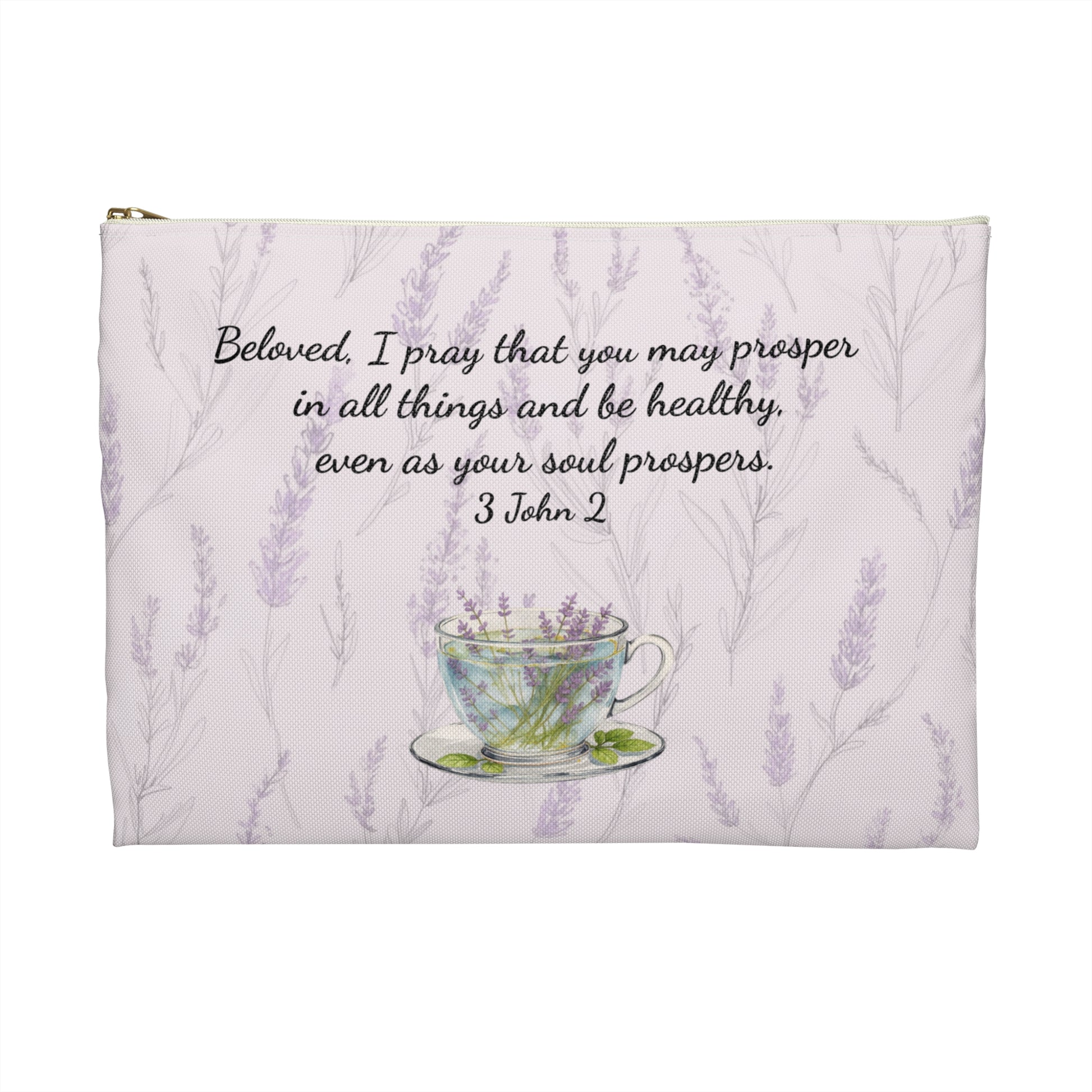 Accessory Pouch — Slow-Living Corner & Lavender Tea Bible Faith Quote (Pink)