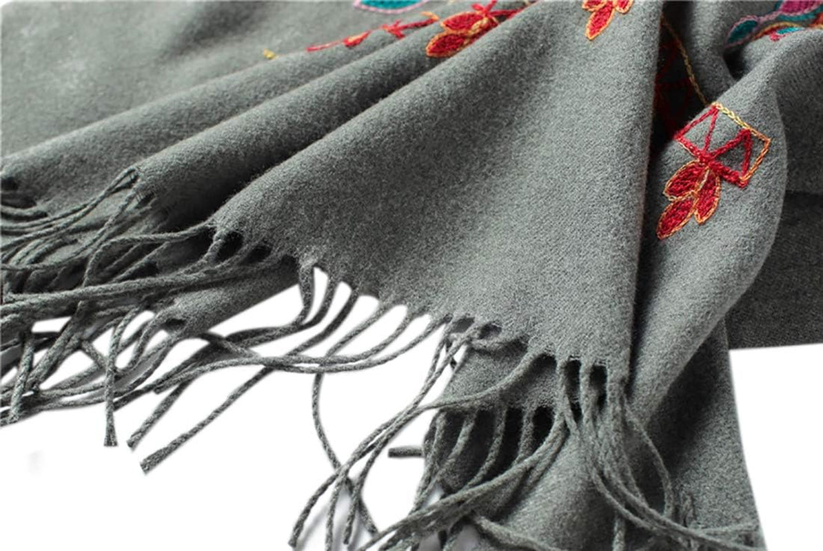 Chic Women's Oversized Embroidered Tassel Shawl Scarf - Perfect Wrap for Any Occasion