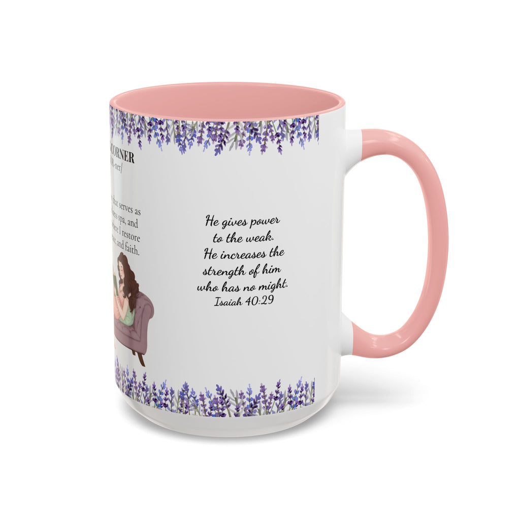 Slow-Living Corner Accent Coffee/Tea Mug — Inspirational Christian Relaxation Lavender (11/15oz)