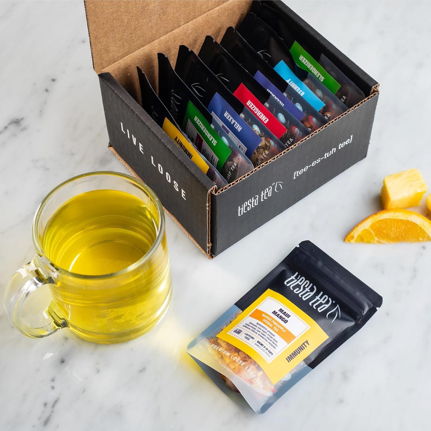 - Top 8 Favorites Sampler Set, Loose Leaf, up to 80 Cups, High to No Caffeine, Hot & Iced, Tea Variety Pack with Green, Herbal, Black & Chai Brew, 8 Sample Pouches
