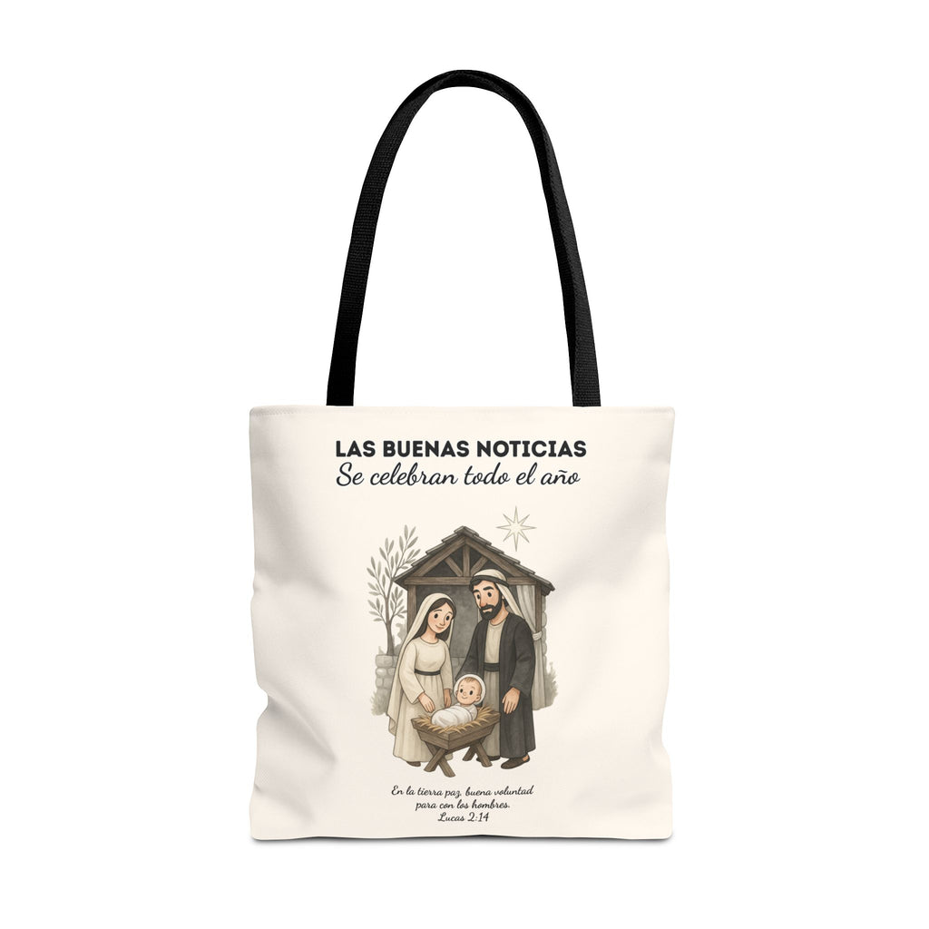 Nativity Tote Bag Year Round (Cream Color)  — "Las Buenas Noticias" Spanish Nativity Tote