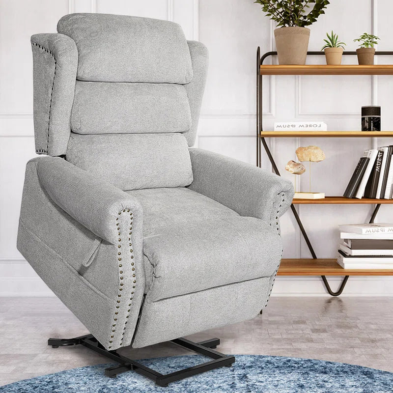 28" Width Seat Rivet Electric Power Lift Massage Recliner Chair Sofa with Lumbar Heated, 8 Point Massage Lift Reclining Chair for Elderly