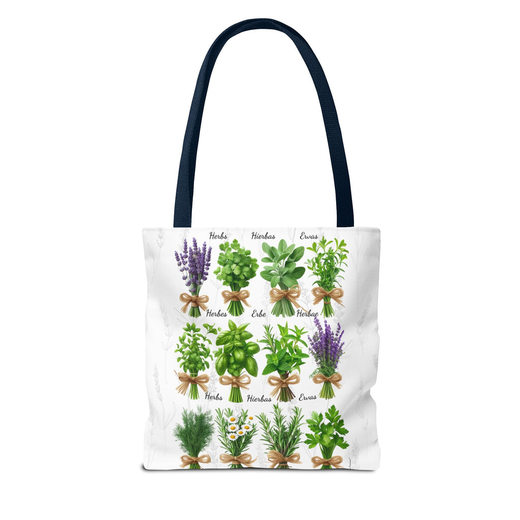 6 Language Herbal Garden Tote Bag | Botanical Shopping Tote | Eco-Friendly Grocery Bag, Plant Lover Gift, Garden Decor, Mothers Day