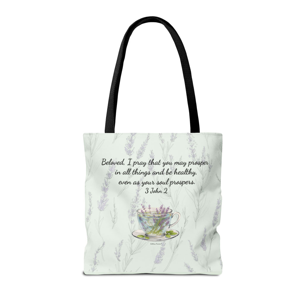 Slow-Living Corner Tote Bag — Cozy Self-Care AOP Canvas Tote with Faith Quotes (Mint Green)