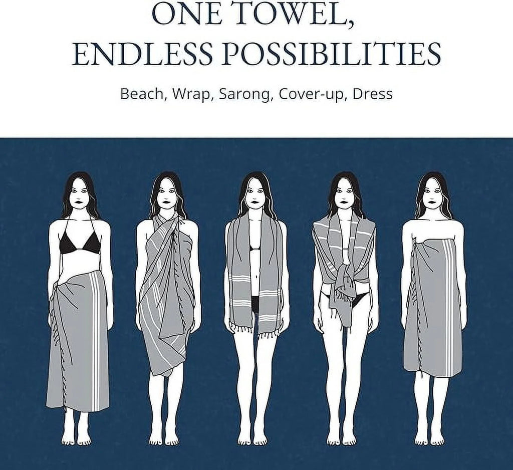 Sand Free Beach Towels 4 Pack – Lightweight, Quick Dry, Ideal for Summer Fun and Pool Days – Grey