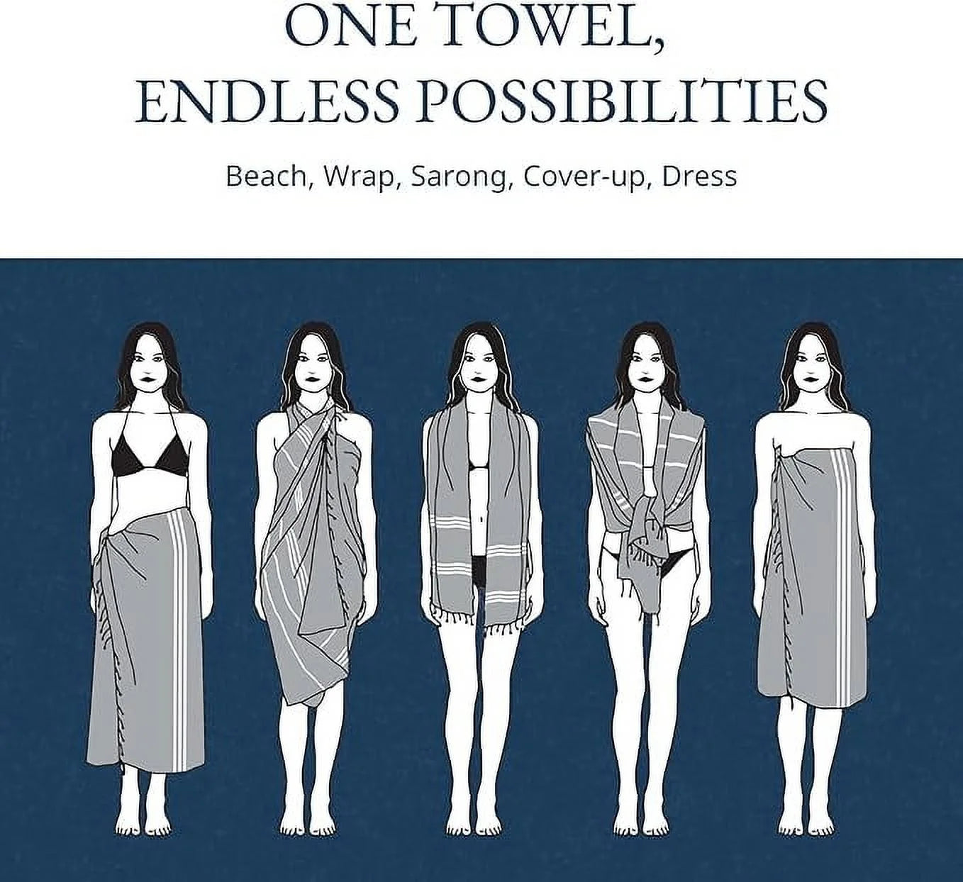 Sand Free Beach Towels 4 Pack – Lightweight, Quick Dry, Ideal for Summer Fun and Pool Days – Grey